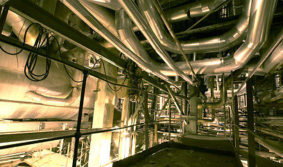 Image showing Equipment, cables and piping as found inside of  industrial powe