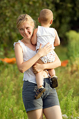 Image showing Mother And Son Outdoors