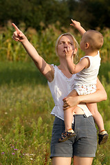 Image showing Mother And Son Outdoors