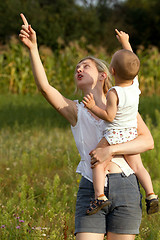 Image showing Mother And Son Outdoors