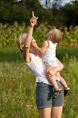 Image showing Mother And Son Outdoors