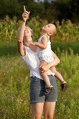 Image showing Mother And Son Outdoors