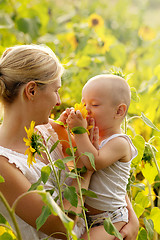 Image showing Mother And Son Outdoors