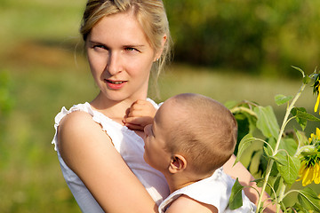 Image showing Mother And Son Outdoors