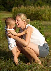 Image showing Mother And Son Outdoors