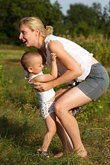 Image showing Mother And Son Outdoors