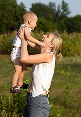 Image showing Mother And Son Outdoors