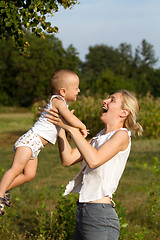 Image showing Mother And Son Outdoors