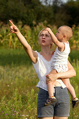 Image showing Mother And Son Outdoors