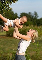 Image showing Mother And Son Outdoors