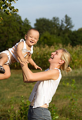 Image showing Mother And Son Outdoors