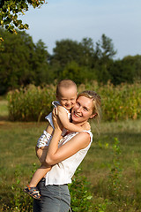 Image showing Mother And Son Outdoors