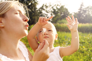 Image showing Mother And Son Outdoors