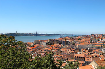 Image showing  Lisbon panorama, Portugal – buildings, roofs, churches