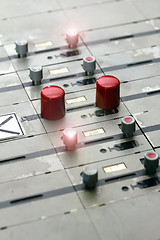 Image showing german train station control table lights