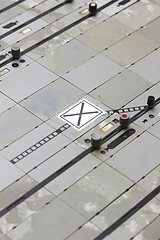 Image showing german train station control table death end track