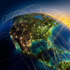 Image showing Main air routes in North America