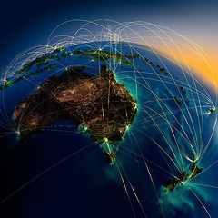 Image showing Main air routes in Australia and New Zealand