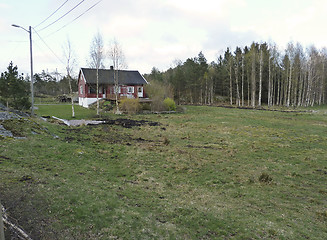 Image showing pastoral landscape in norway with single house