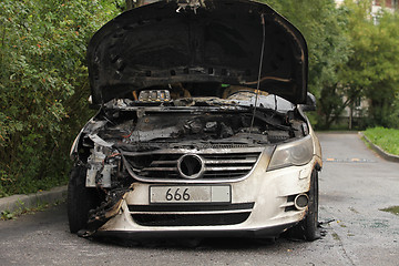 Image showing car set on fire