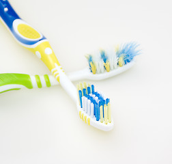 Image showing Toothbrushes used and new 