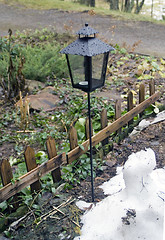 Image showing Lantern and small fence on the area