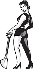 Image showing Pin-up Girl With Shovel Spade Retro