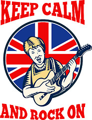 Image showing Keep Calm Rock On British Flag Queen Granny Guitar