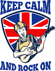 Image showing Keep Calm Rock On British Flag Queen Granny Guitar