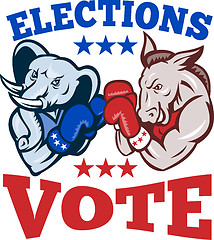Image showing Democrat Donkey Republican Elephant Mascot Election Vote