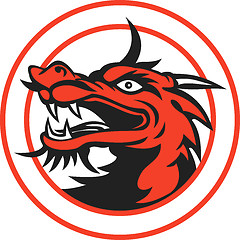 Image showing Red Chinese Dragon Head Circle