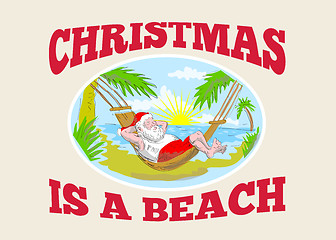 Image showing Santa Claus Father Christmas Beach Relaxing