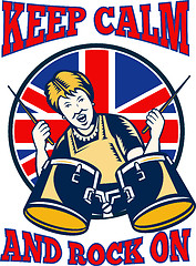 Image showing Keep Calm Rock On British Flag Queen Granny Drums