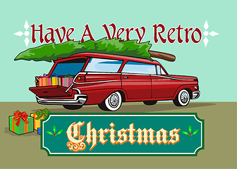 Image showing Retro Christmas Tree Station Wagon