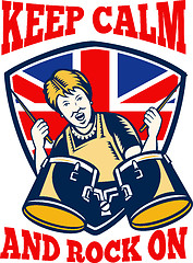 Image showing Keep Calm Rock On British Flag Queen Granny Drums