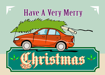 Image showing Merry Christmas Tree Car Automobile