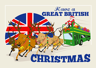 Image showing Great British Christmas Santa Reindeer Doube Decker Bus