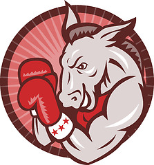 Image showing Democrat Donkey Mascot Boxer Boxing Retro