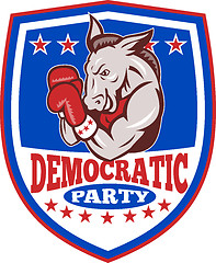 Image showing Democrat Donkey Mascot Boxer Shield