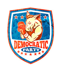 Image showing Democrat Donkey Mascot Boxer Shield