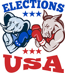 Image showing Democrat Donkey Republican Elephant Mascot USA