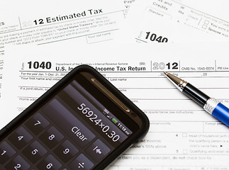 Image showing USA tax form 1040 for year 2012