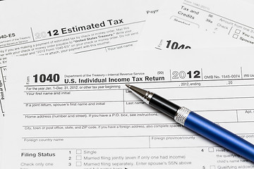 Image showing USA tax form 1040 for year 2012