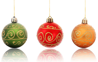 Image showing Hanging baubles reflected