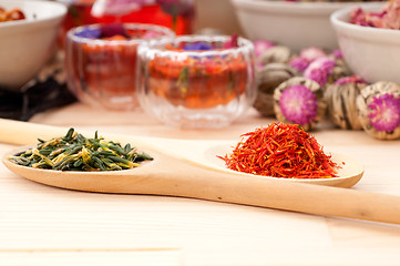 Image showing Herbal natural floral tea infusion with dry flowers