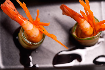 Image showing colorful  prawn shrimps appetizer snack
