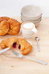 Image showing fresh croissant french brioche and coffee