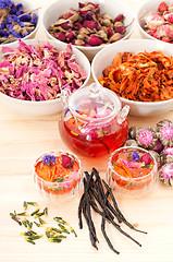 Image showing Herbal natural floral tea infusion with dry flowers