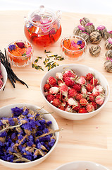 Image showing Herbal natural floral tea infusion with dry flowers