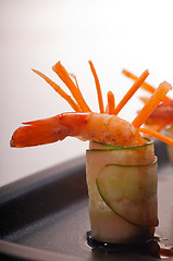 Image showing colorful  prawn shrimps appetizer snack